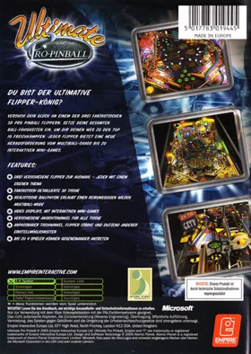 Ultimate Pro Pinball (Europe) box cover back